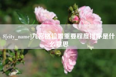 贵州九宫格位置重要程度排序是什么意思